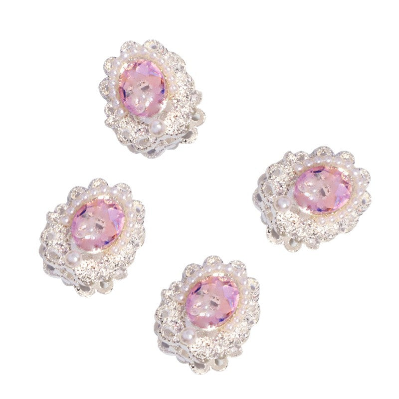 Wholesale 6pcs/pack Double-sided alloy rhinestone gem straight hole loose beads beaded DIY accessories